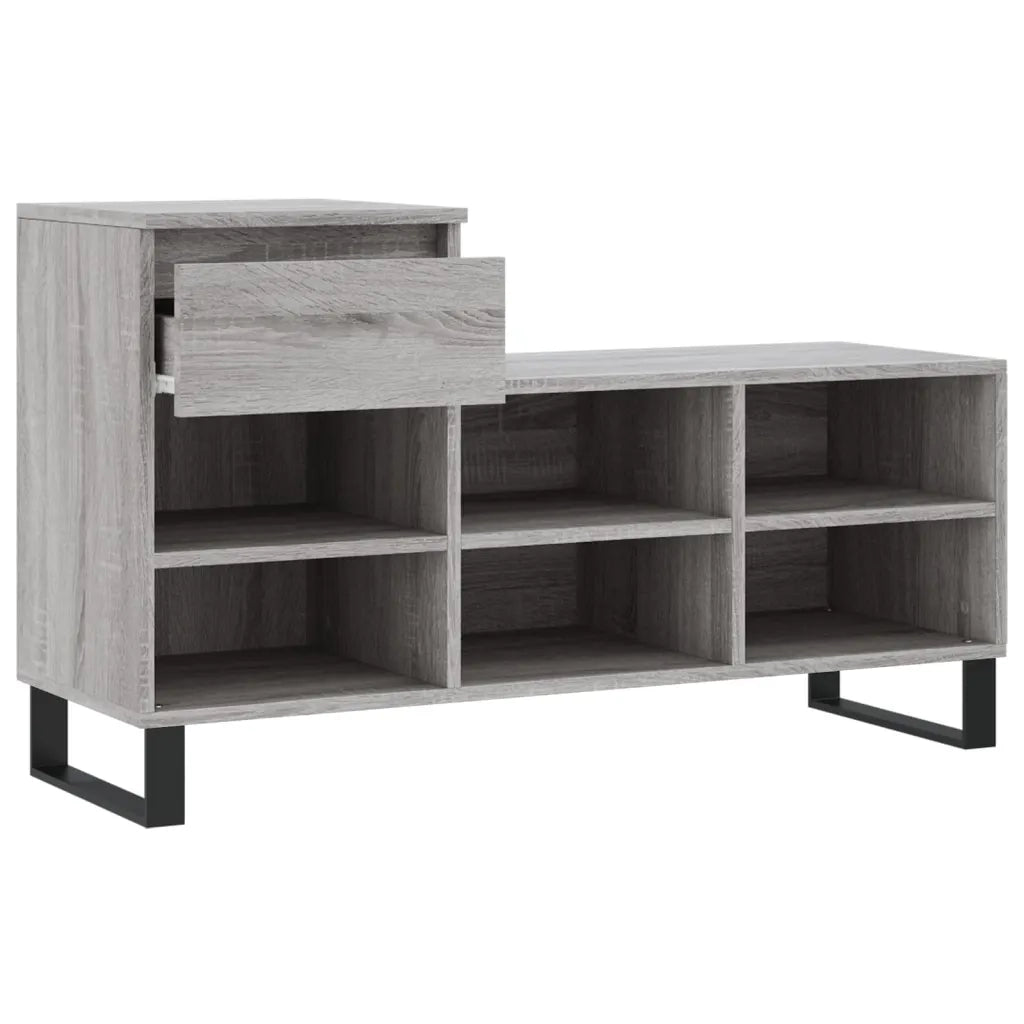 Scarpiera-Scaffale per scarpe Grigio Sonoma 102x36x60 cm in Legno Multistrato 938041