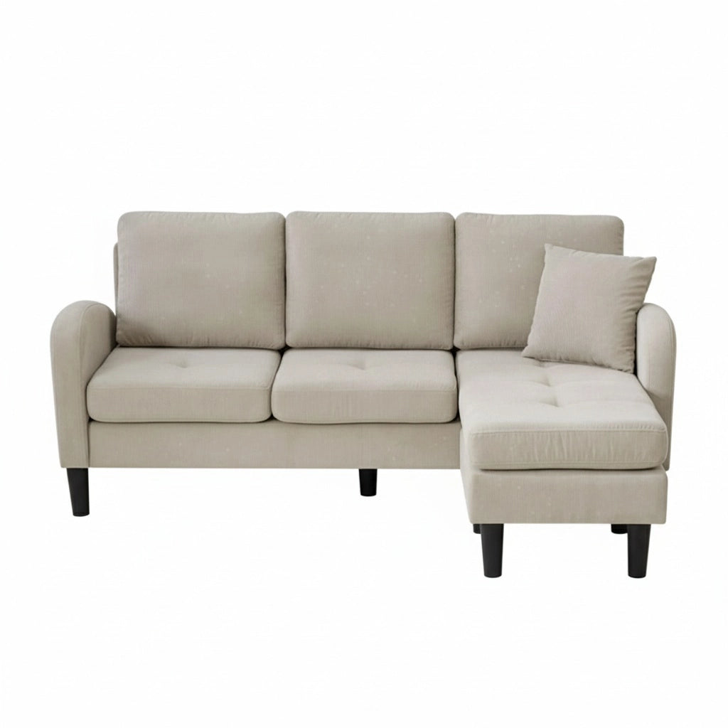 Canap¨¦ angolare L con chaise longue - Xylo - 166x118x77 cm - Tessuto velluto coste design modulare