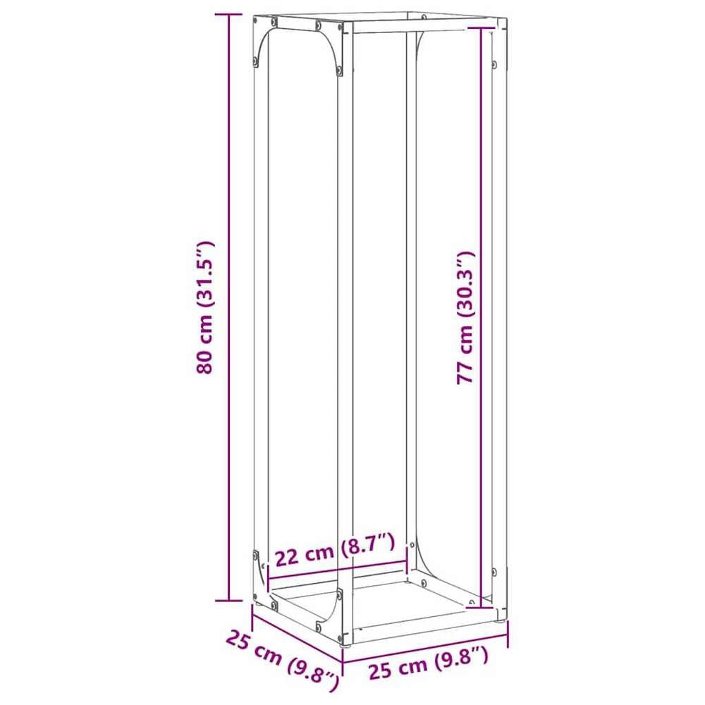 Porta legna bianco, 25x25x80 cm, in acciaio laminato a freddo – robusto e resistente, ideale per esterni, giardino e camino, pratico e durevole