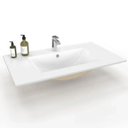 IDMarket - Lavabo rettangolare da incasso in ceramica bianca L. 81 x L. 46 x H. 17 cm