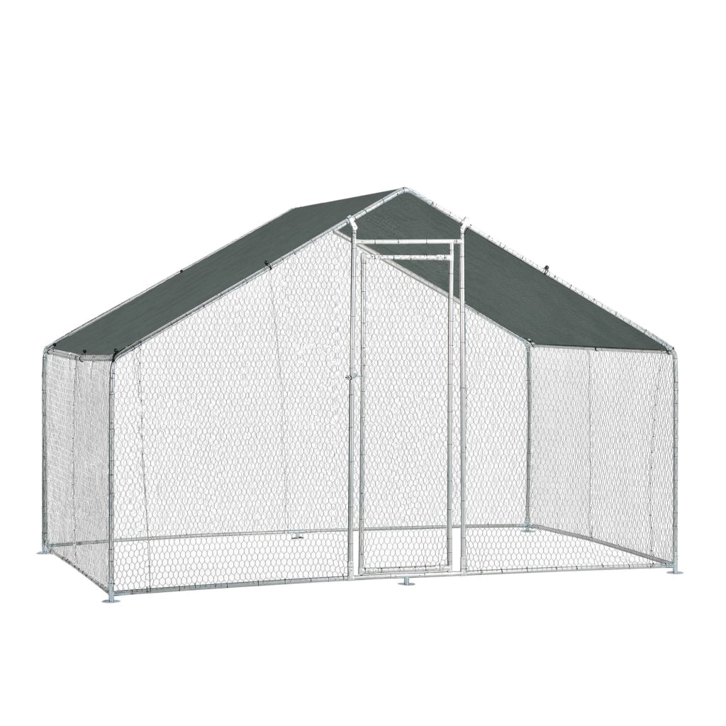 Gabbia voliera da esterno per animali con serratura struttura in acciaio zincato 3 x 2 x 2 m verde scuro argento 03_0005140