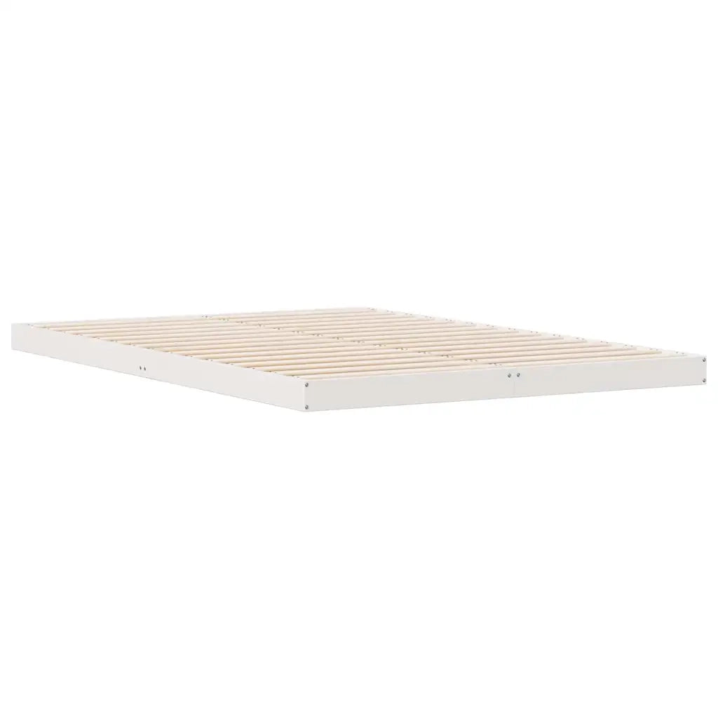 Struttura letto a terra Bianco 160 x 210 cm Pino massello 869741