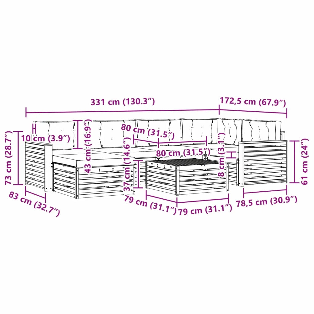 Set di divani da esterno 7 pcs Bianco e Antracite 3390812