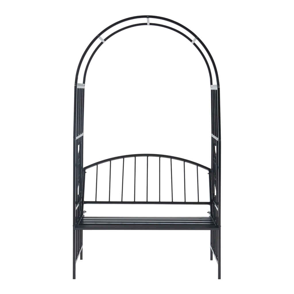 Arco per rose da giardino con panca 205 x 114 x 55 cm acciaio nero 03_0008857
