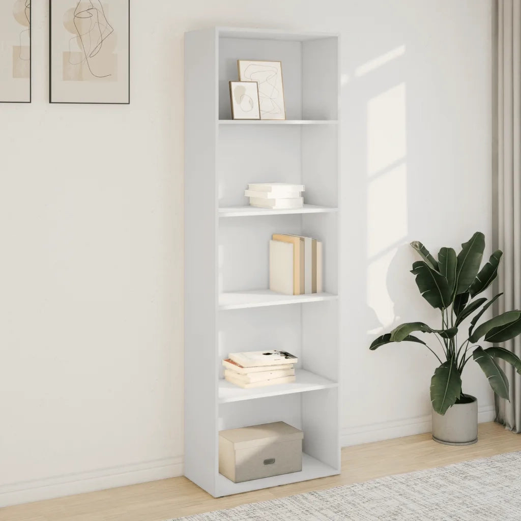 Libreria-Scaffale per Libri-Mobile di Stoccaggio Bianca 60x30x189 cm in Legno Multistrato