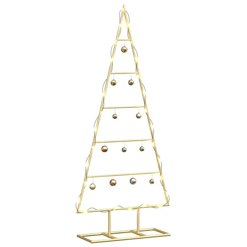 Albero di Natale | Decorazioni natalizie in metallo con supporto Oro 90 cm