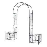 Arco per roseto 220 x 202 x 50 cm con fioriere in acciaio nero 03_0008858