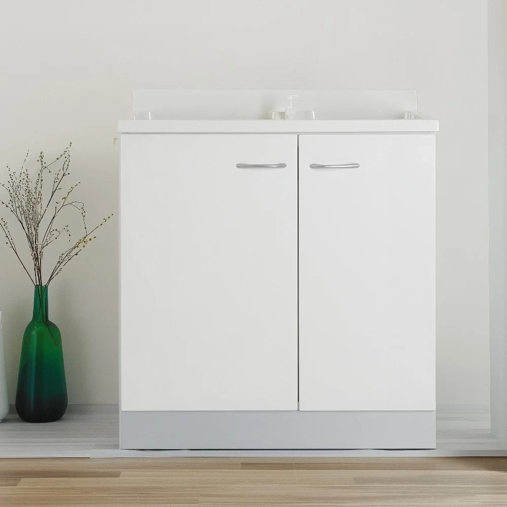 Mobile lavatoio 60x80 cm bianco con vasca in termoplastico, fondo salvagoccia e asse in termoplastico | Lavella