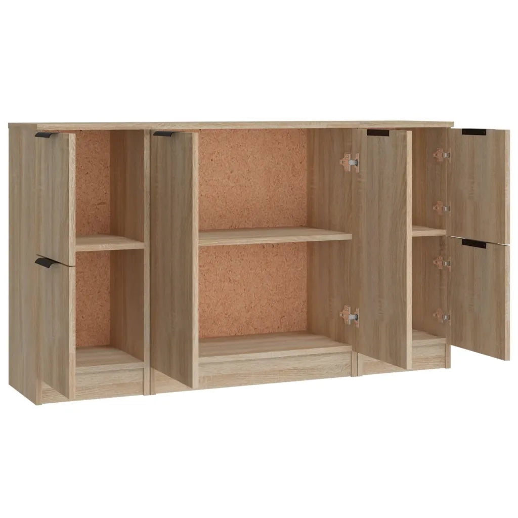 Credenze 3 pz | Madia | Buffet da pranzo | Armadio da pranzo Rovere Sonoma in Legno Multistrato