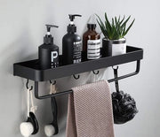 Opbergrek da Parete con Hanger, Pannello Bagno, Spaziale, Inox, Portaoggetti con 4 Ganci e Maniglia (60 cm)