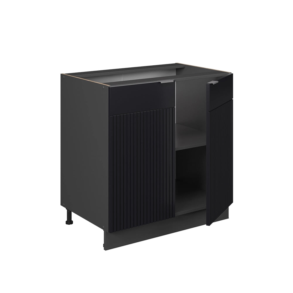 Mobile lavello cucina Fame-Line Nero rigato/Antracite 80 cm con ripiano, senza piano di lavoro Vicco