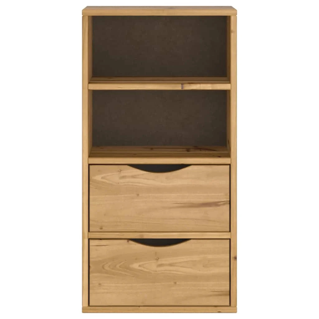 Mobiletto laterale vintage con 2 cassetti e 2 ripiani 40 x 24 x 79 cm in legno massello di pino 02_0058040