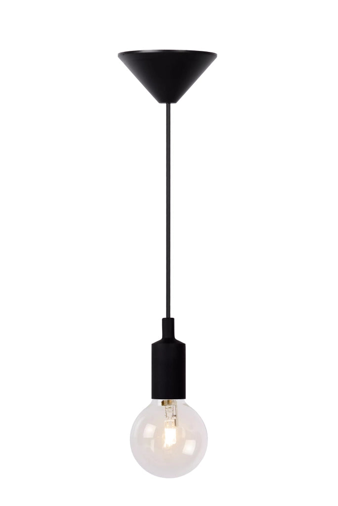 Lampada a sospensione FIX nera minimal Lucide E27 60W