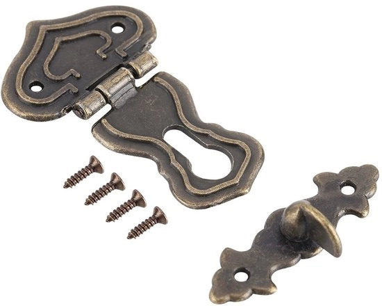 Hasp con Design Retro - 10 pezzi - Zinklegering - Hasp Decorativo - Viti incluse - Duraturo e Non Corrosivo - Chiusura