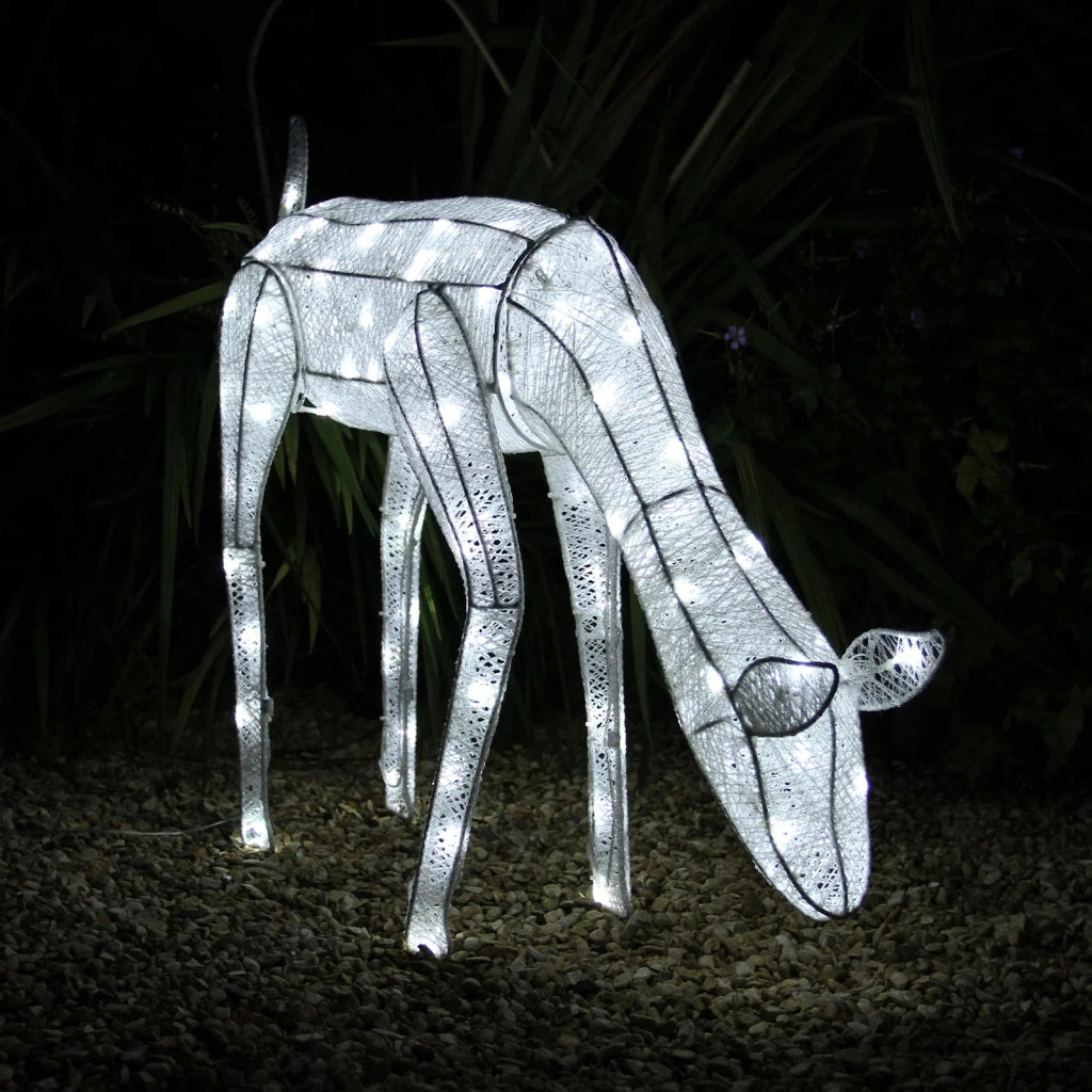 Renna di Natale Luminosa Decorazione da Esterno per la Casa Luci LED Bianco Ghiaccio Figura Luminosa Luci di Natale - Femmina - Bianco