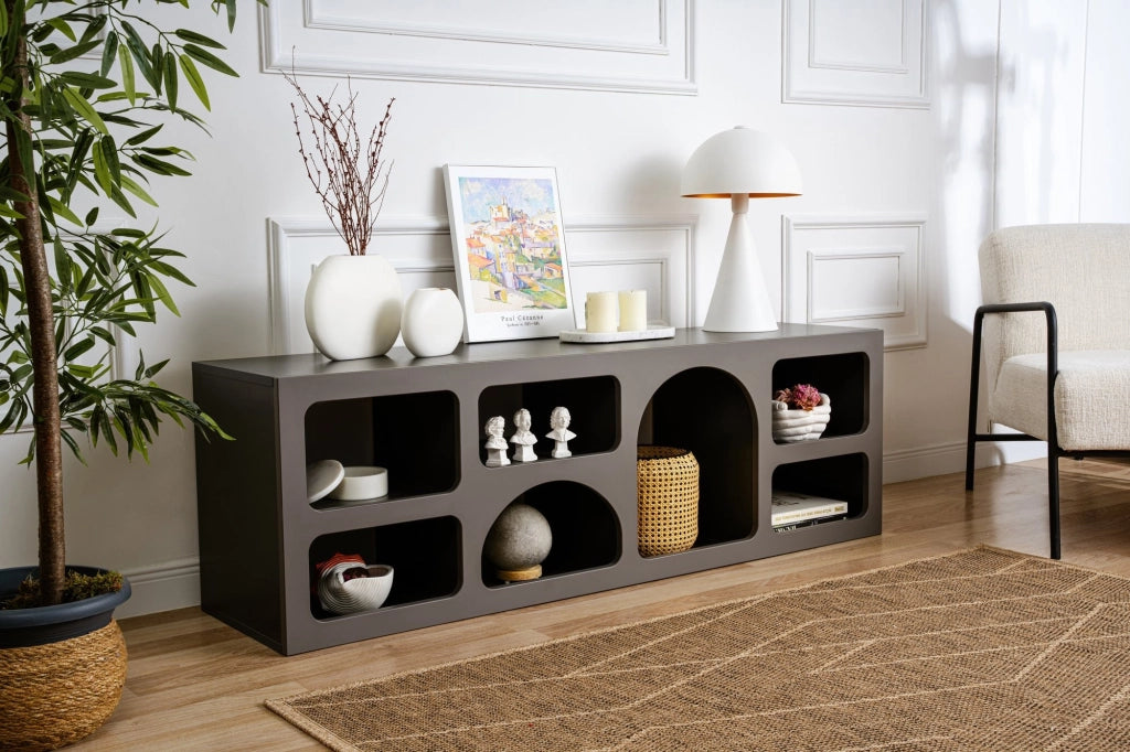 Credenza in legno "Ferlis" - 160 x 40 x 51 cm - Grigio antracite