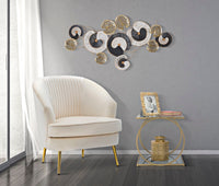 Tavolinetto Glam 2 Level 52,5x50x51 cm in Ferro MDF e Vetro Oro e Multicolor