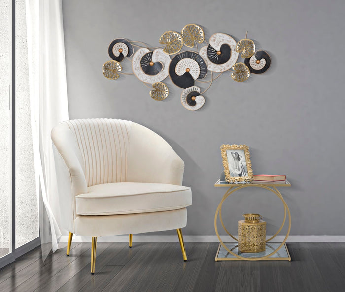 Tavolinetto Glam 2 Level 52,5x50x51 cm in Ferro MDF e Vetro Oro e Multicolor