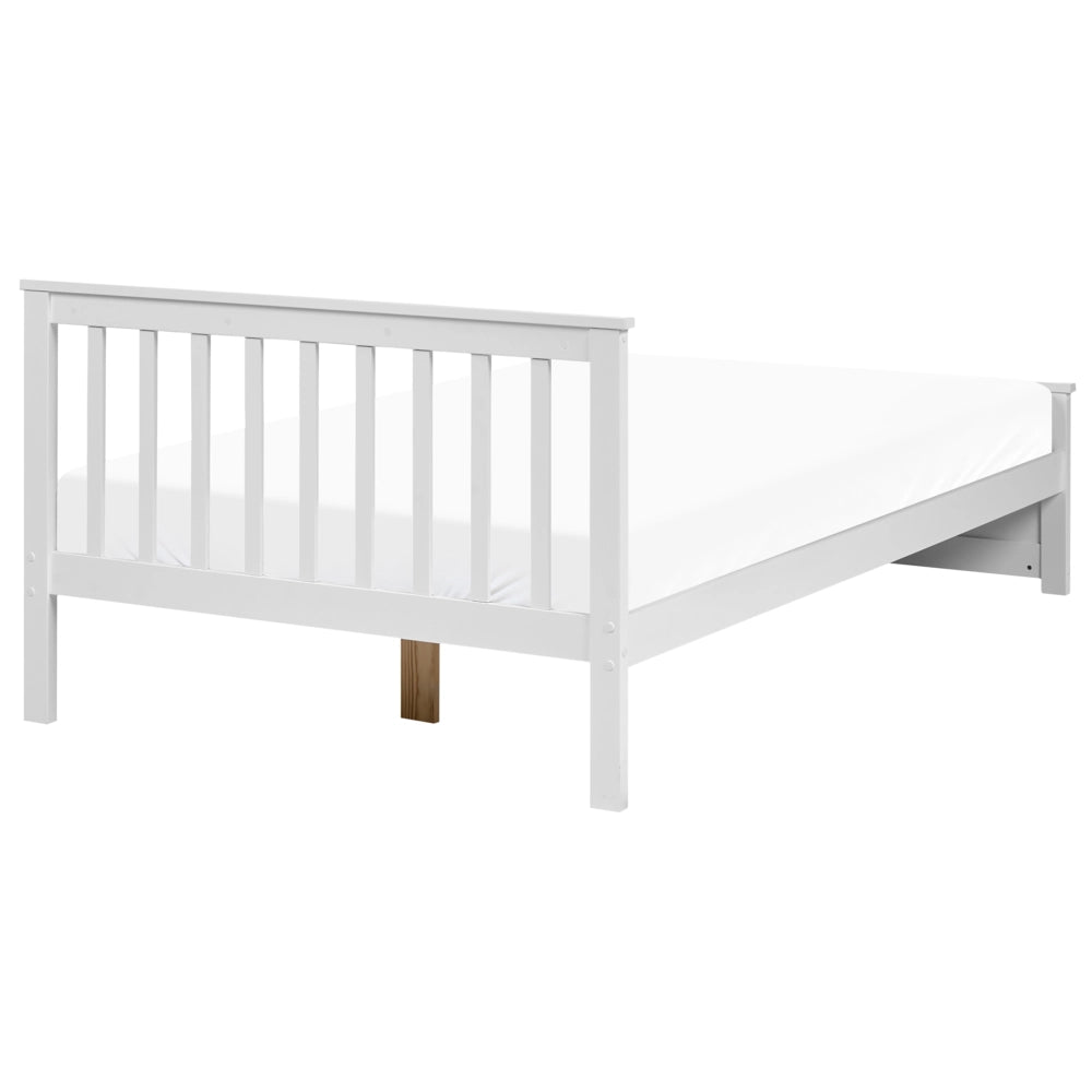 Letto con rete bianca in MDF di pino, 120 x 200 cm, con testiera minimalista