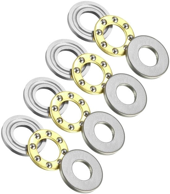 Set di 4 rulli a balestra axiali per macchine e attrezzi - [7 mm x 15 mm x 5 mm] - In acciaio inox con anello di chiusura.
