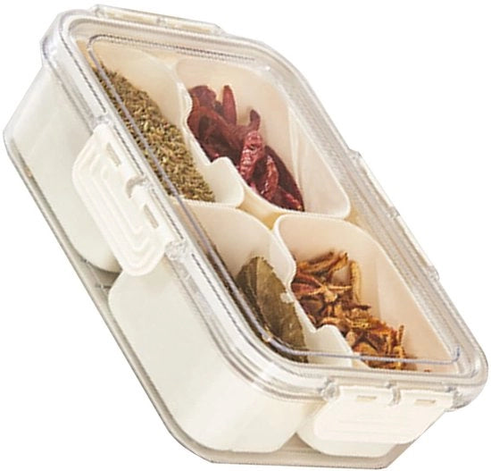 Contenitore di Cibo con Coperchio Multi Raccordi - Capacità di Stoccaggio Elevata - Peso Leggero - 4 Corni - Resistente al Lavastoviglie