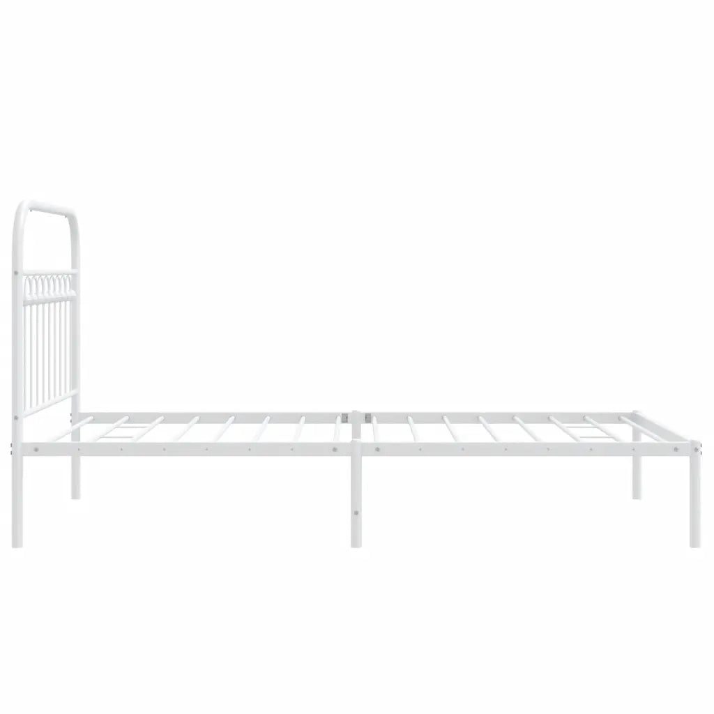 Letto singolo | Letto per adulti | Giroletto con Testiera Metallo Bianco 100x200 cm