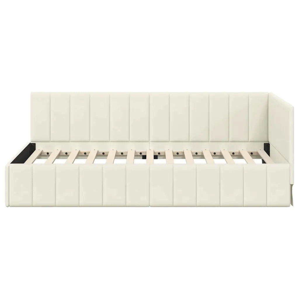 vidaXL Cornice del letto ad angolo Crema 90 x 200 cm Velluto