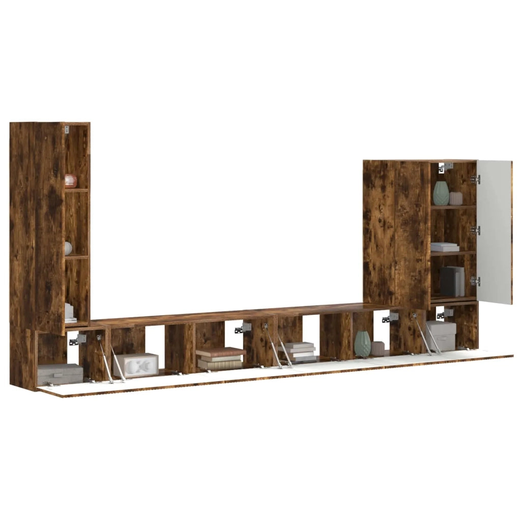 Set di Mobiletto da TV a Parete 6 pcs Rovere fumé