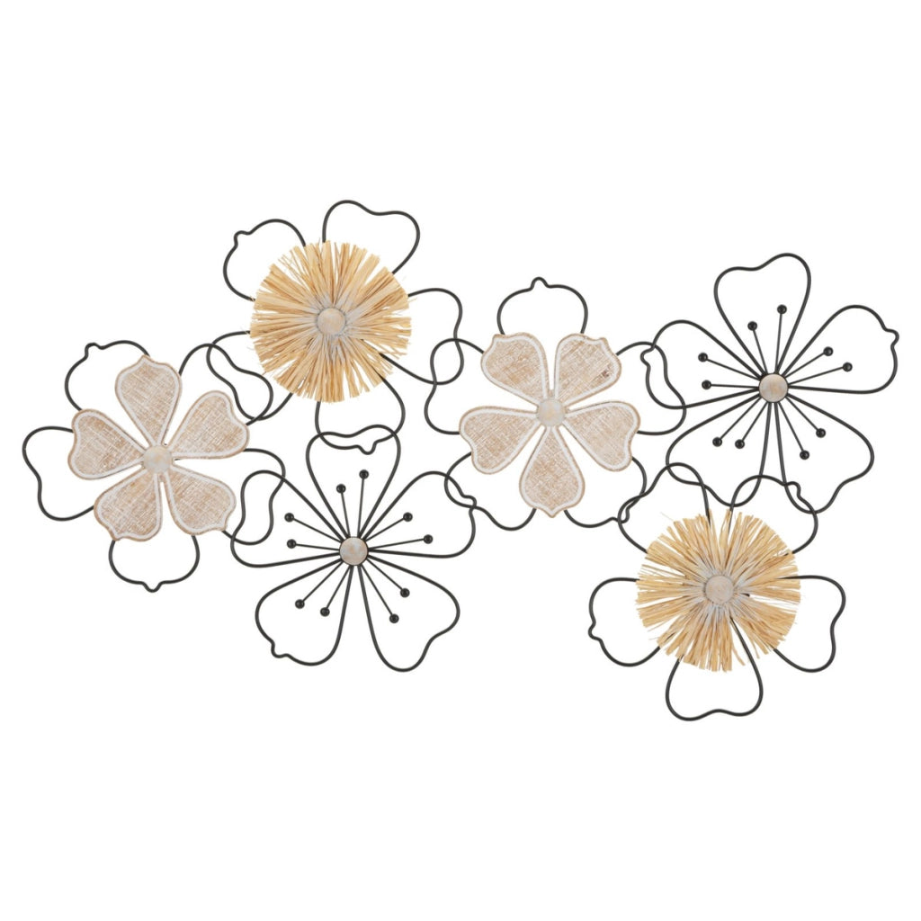 Decorazione in Metallo 3D Fiori 53, Marrone, Metallo, 75x3,5x42 cm