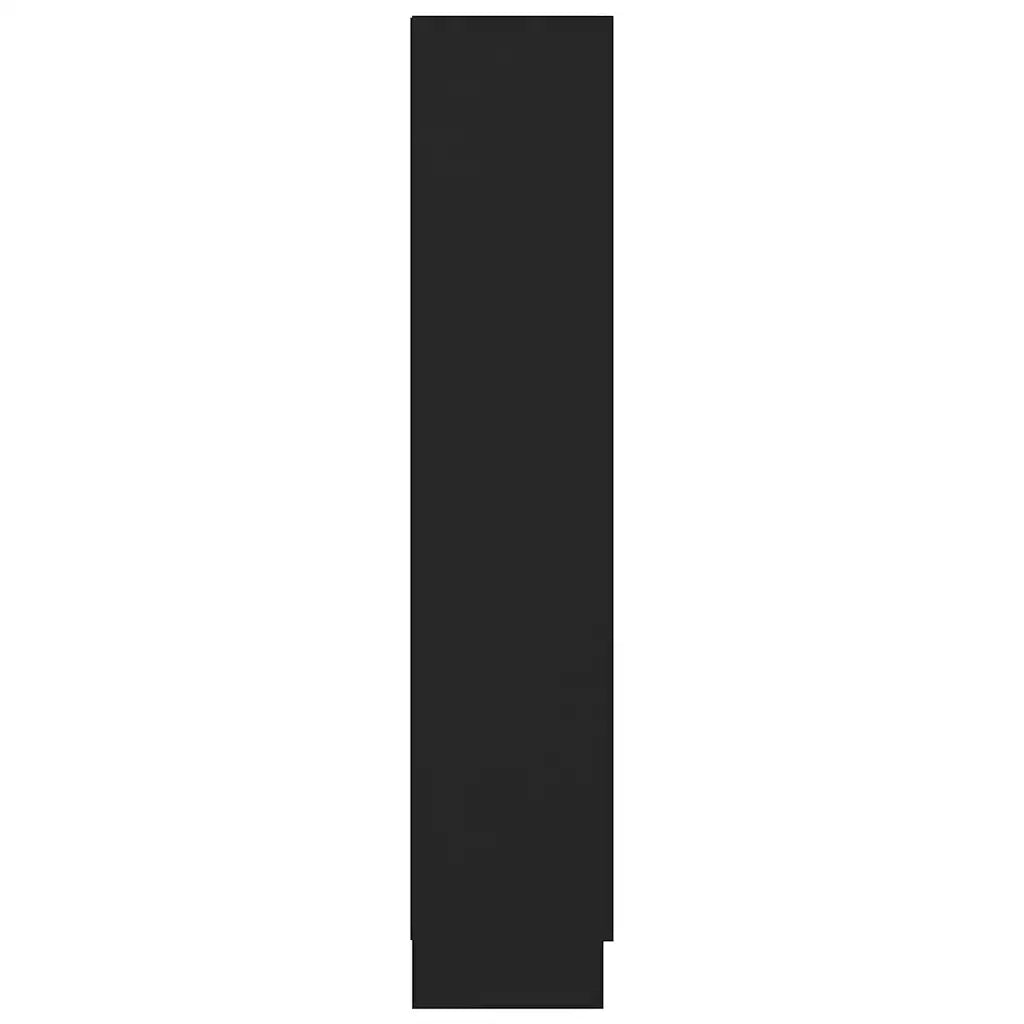 Armadietto con Vetrina Nero 82,5x30,5x150 cm Legno Multistrato