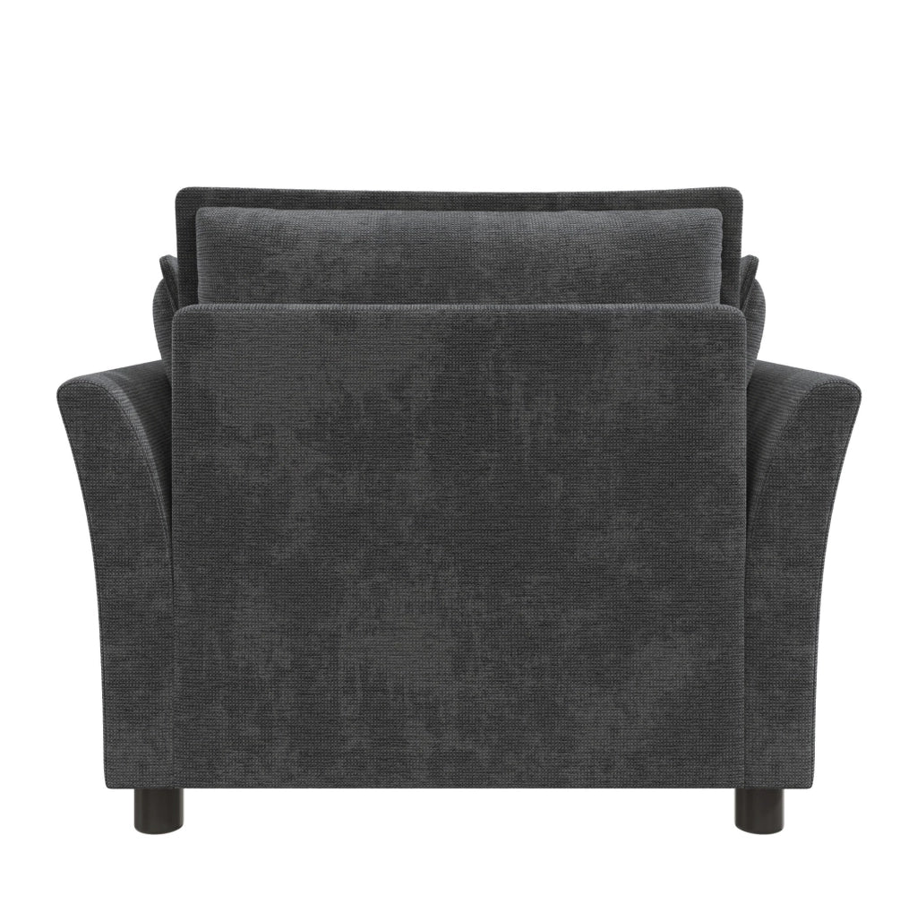 Poltrona da lettura 90x81x87 cm in ciniglia con braccioli e 2 cuscini; grigia