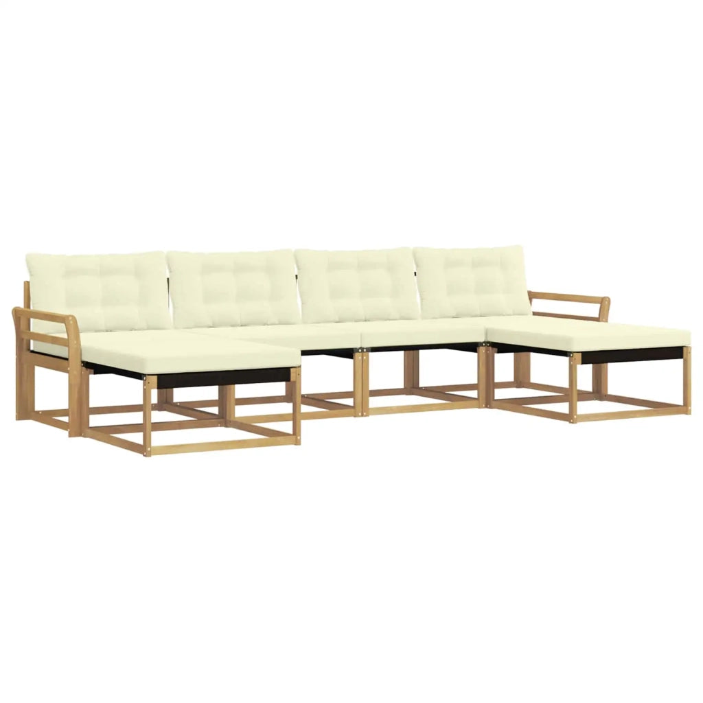 Set di divani da esterno con cuscino 6 pcs Bianco e Crema