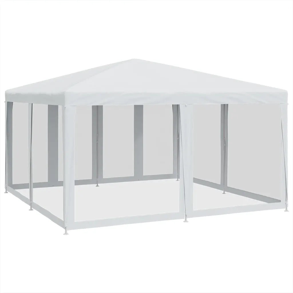 Tenda per Feste con 8 Pareti Laterali in Rete Bianco 4x4 m HDPE 4010061