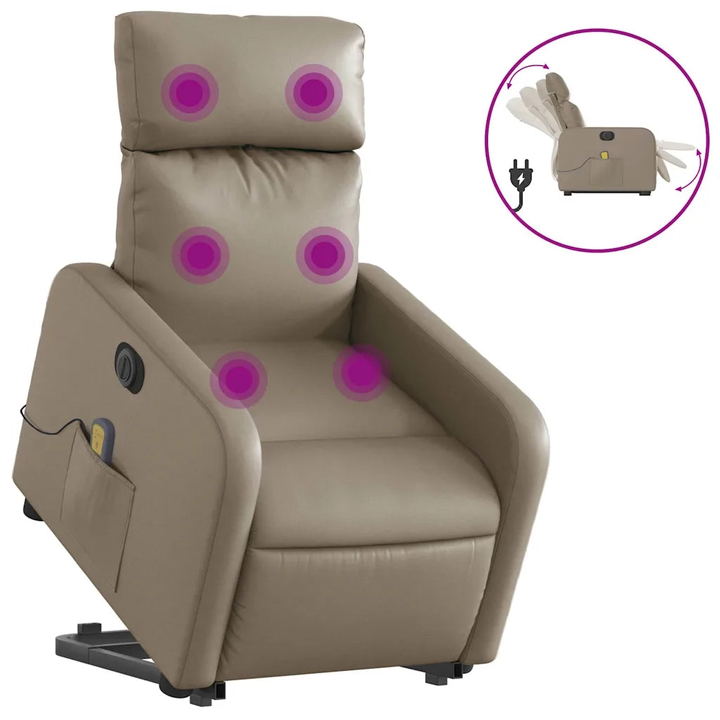 Poltrona Alzapersona Massaggio Elettrica Cappuccino Similpelle 3206776