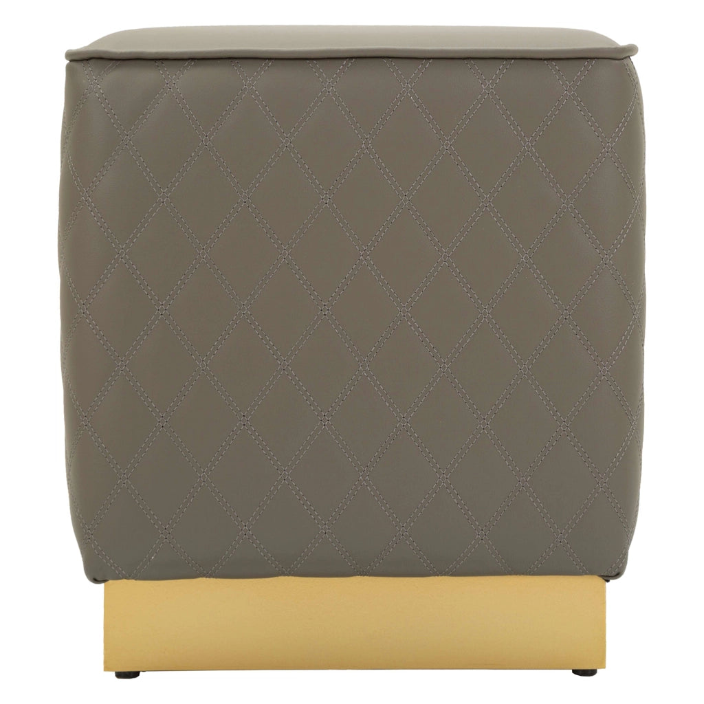 Daseloba, Pouf Rivestimento Trapuntato in Ecopelle, 38x38x38h cm Grigio Tortora