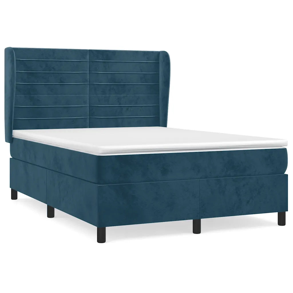Giroletto a Molle con Materasso Blu Scuro 140x190 cm in Vellutocod mxl 74303