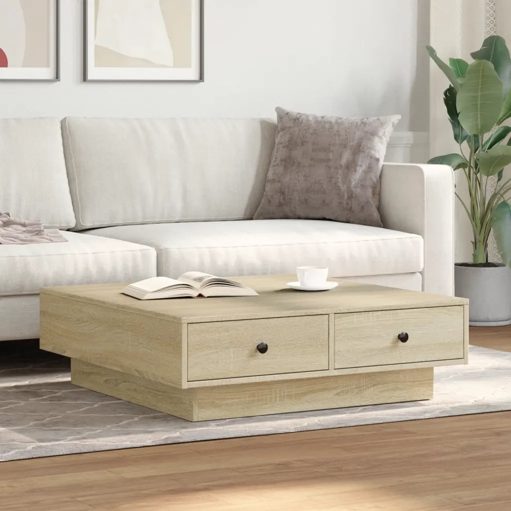 Tavolino da Salotto-Tavolino da soggiorno-Tavolo Rovere Sonoma 90x90x28 cm Legno Multistrato 174652