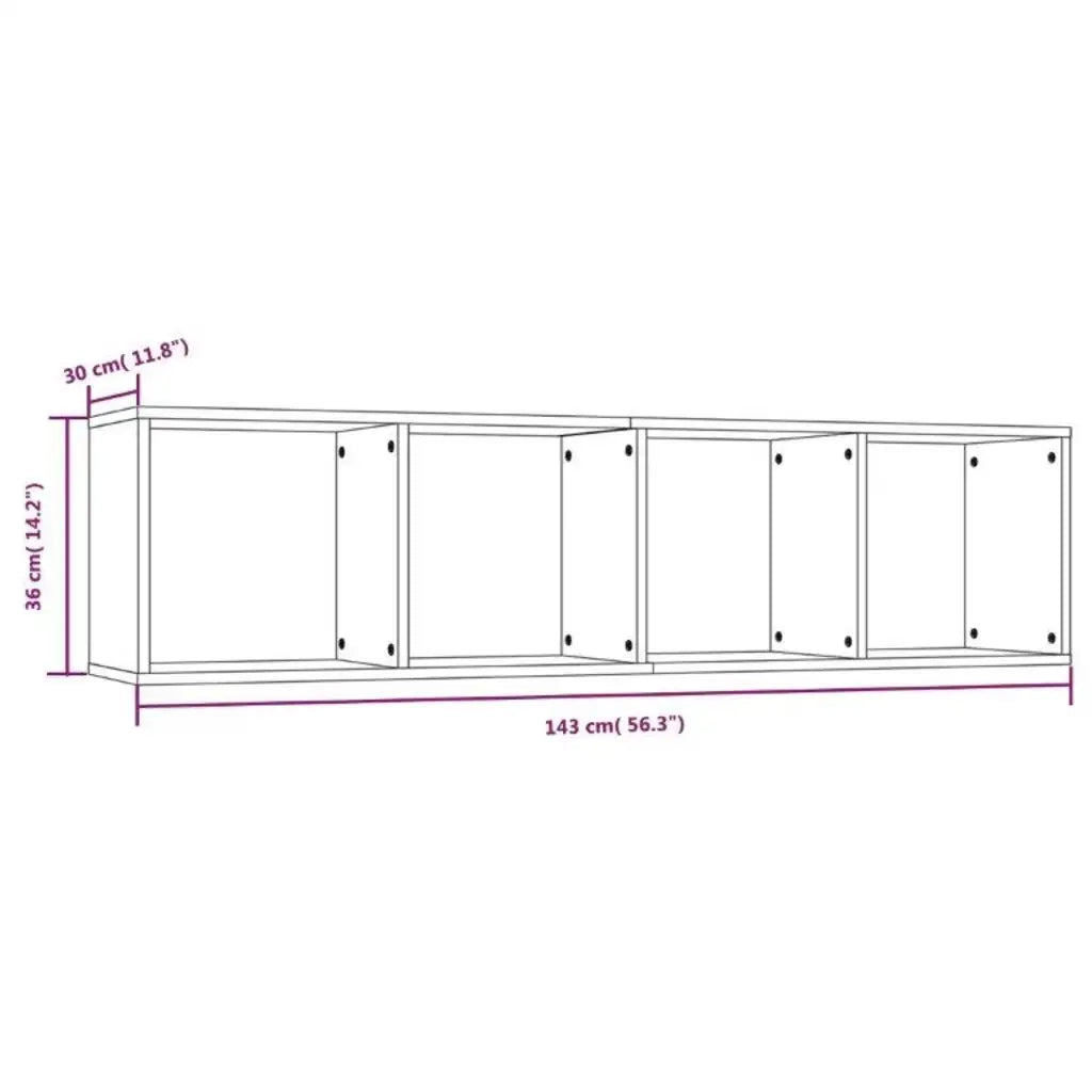 Libreria-Mobile TV Grigio Sonoma 143x30x36 cm Legno Multistrato