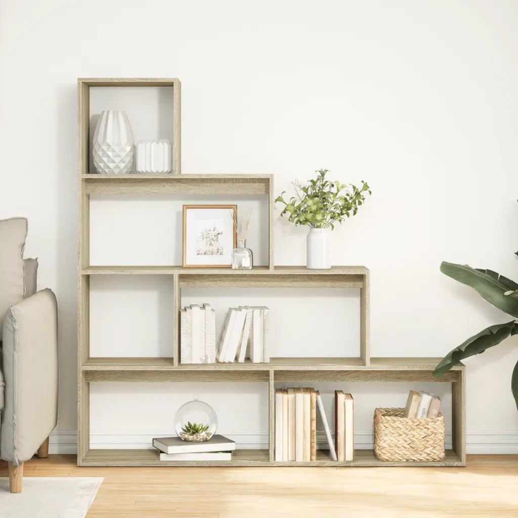Libreria 4 Ripiani-Scaffale per Libri-Mobile di Stoccaggio Rovere Sonoma 143,5x29x143,5 cm Truciolato