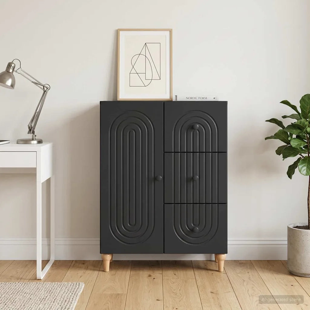 Credenza Nero 66 x 34,5 x 90 cm Legno ingegnerizzato 894166