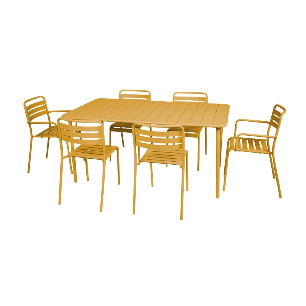 Tavolo da giardino in metallo 6-8 posti, 160cm, ocra