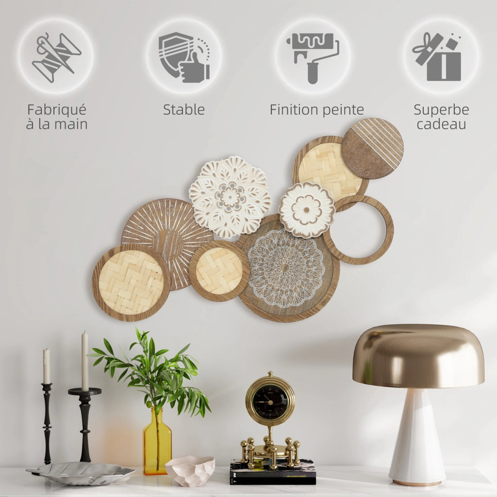 Decorazione murale in legno con dischi ¨C zephmum ¨C 83.8x44.5 cm legno naturale