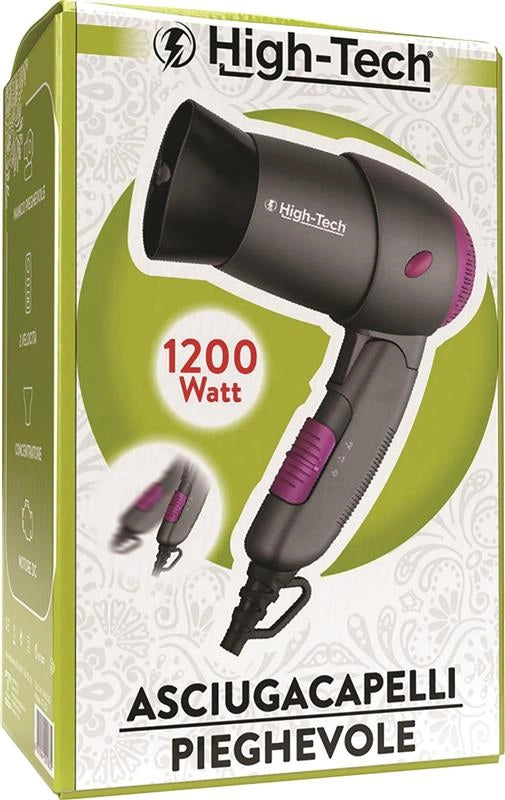 HIGH-TECH ASCIUGA CAPELLI PIEGHEVOLE 1200 W PHON DA VIAGGIO OKX
