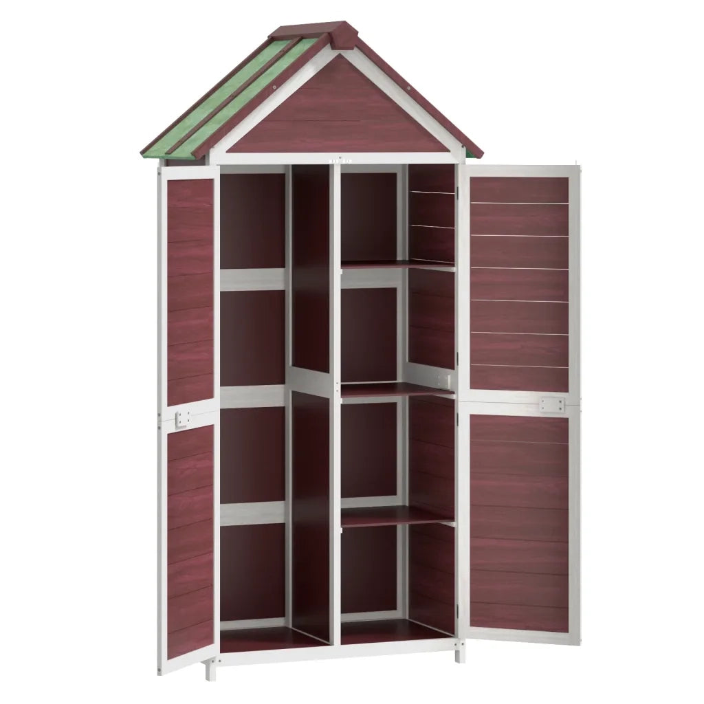 Set Rimessa Attrezzi da Giardino 2pz Moka Legno Massello Pino 172251