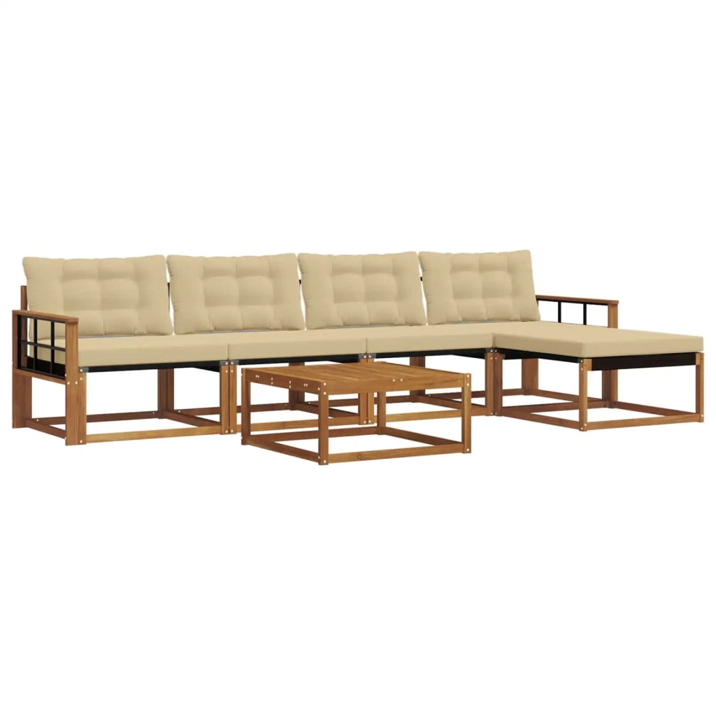 Set di divani da esterno con cuscino 6 pcs Naturale e Beige 3369392