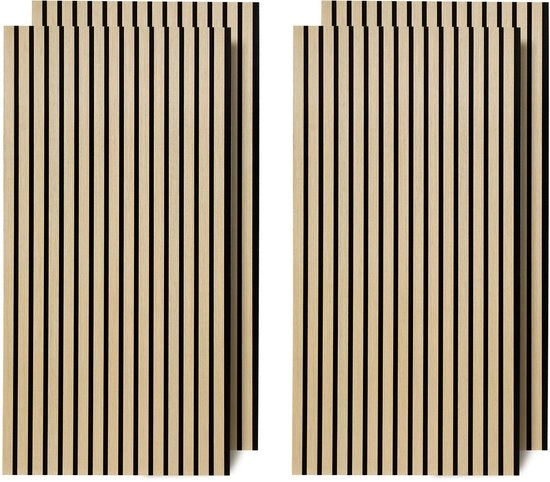 Set di 4 pannelli acustici in legno - nero velluto - 60 x 120 x 2,1 cm