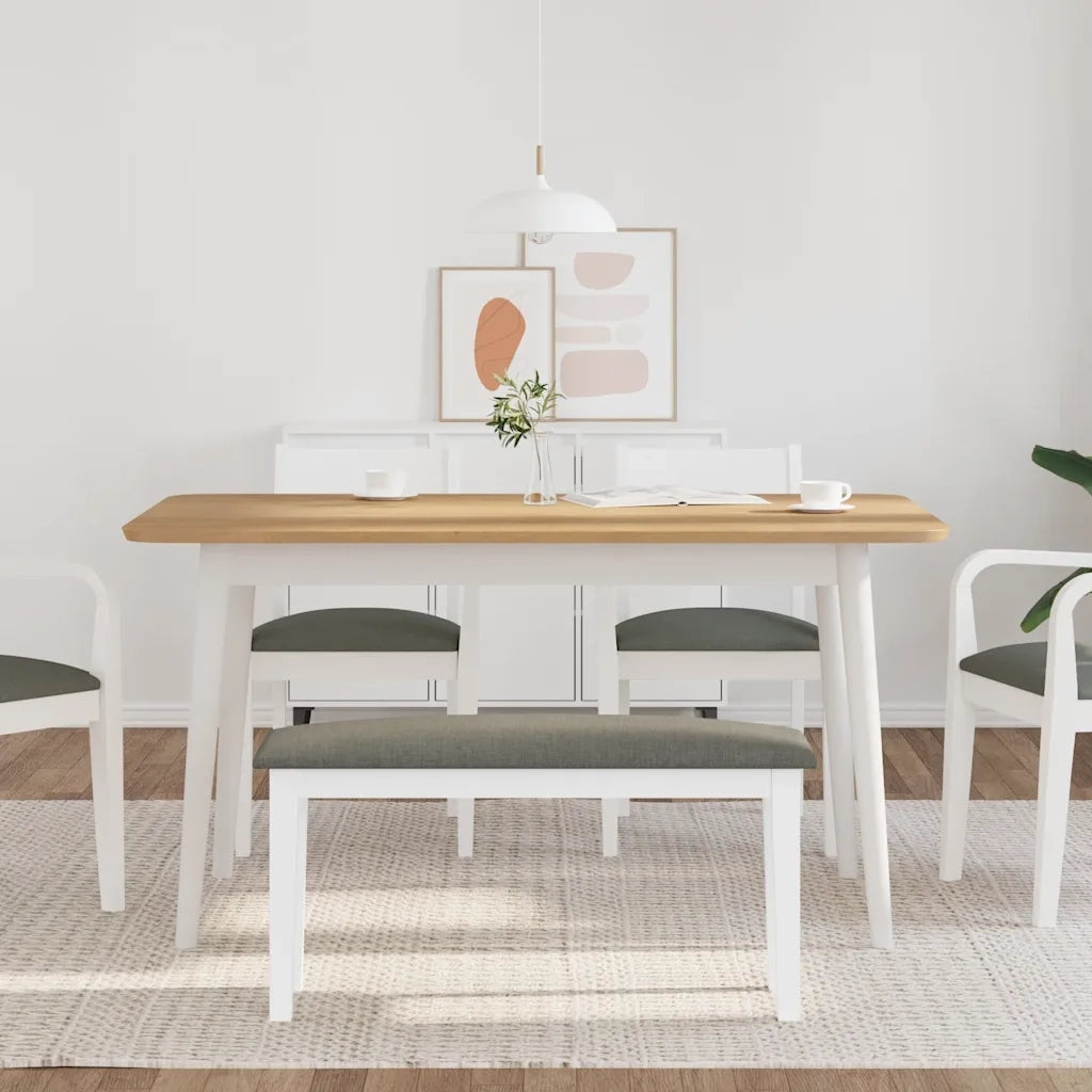 Panca-Sgabello 90 cm Bianco in Legno Massello di Hevea 708977