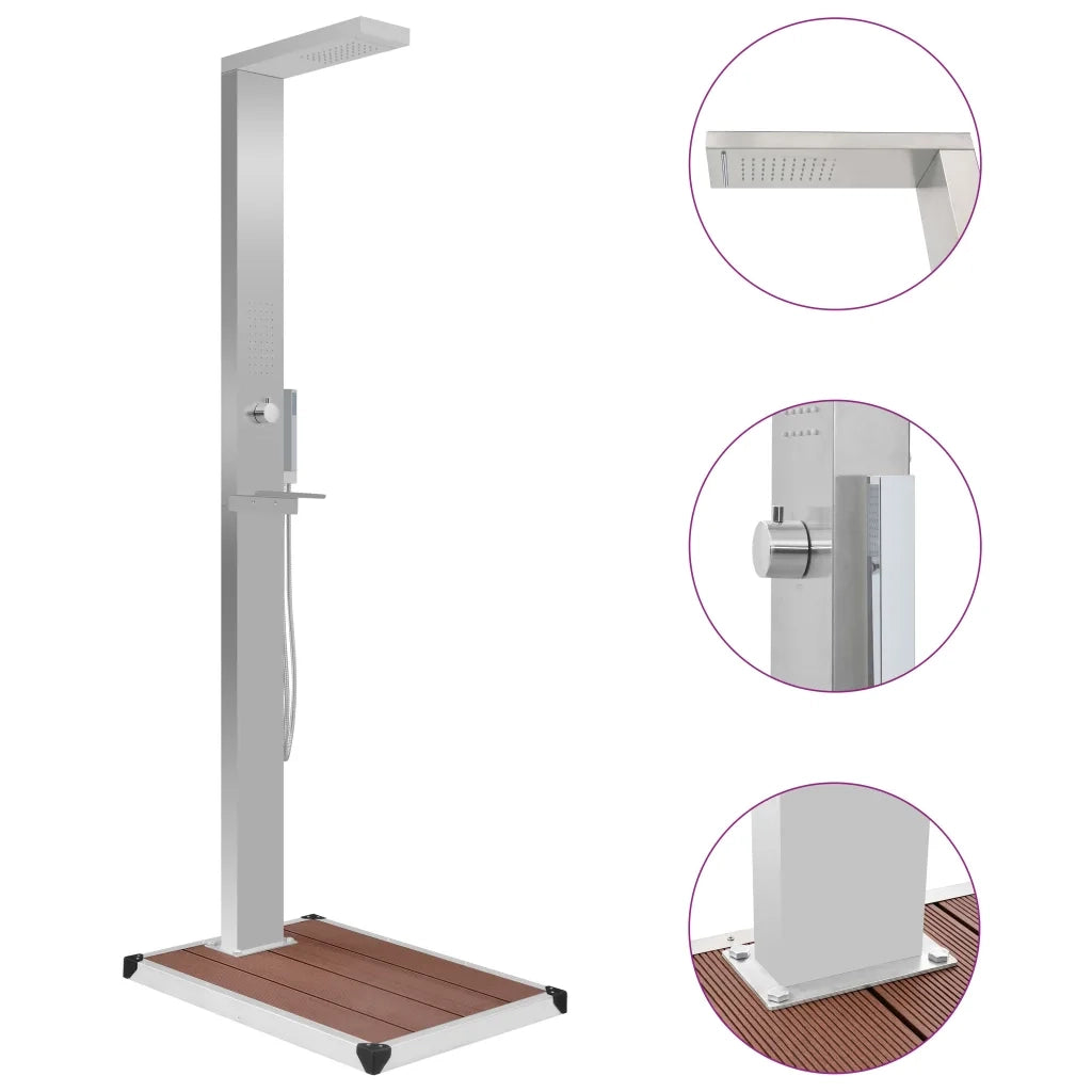 Doccia da Esterno con Piatto in WPC Acciaio Inossidabile cod mxl 53865