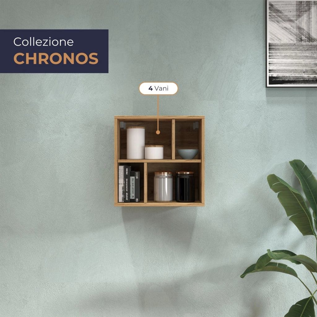 WHOUS Pensile a giorno Chronos con 4 vani rovere 50x35x50 cm