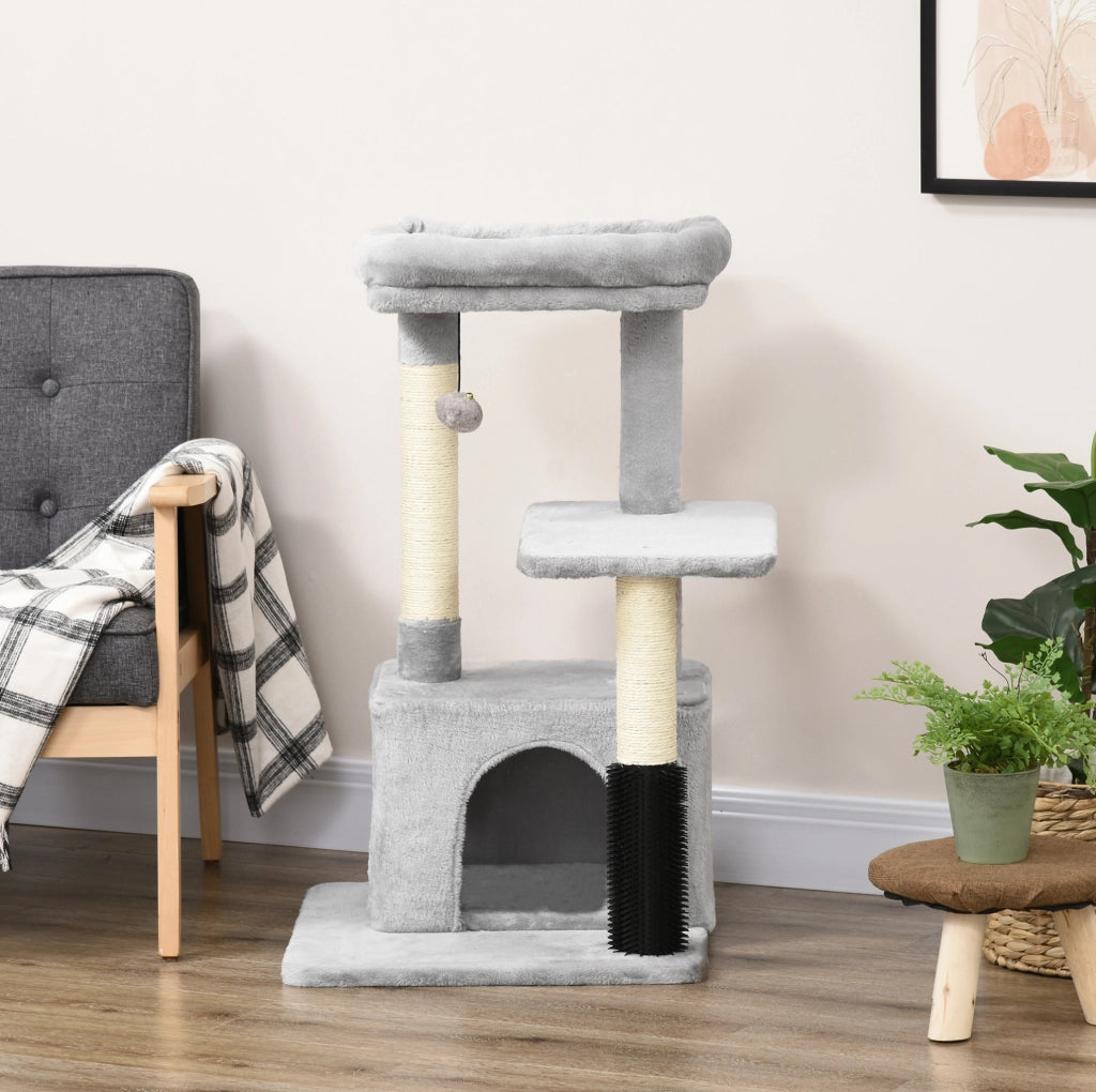TIRAGRAFFI Multilivello 48x48x85 cm Grigio Chiaro con cuccia e pallina